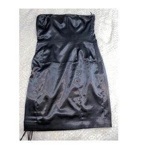 Lace up side detail back satin dress